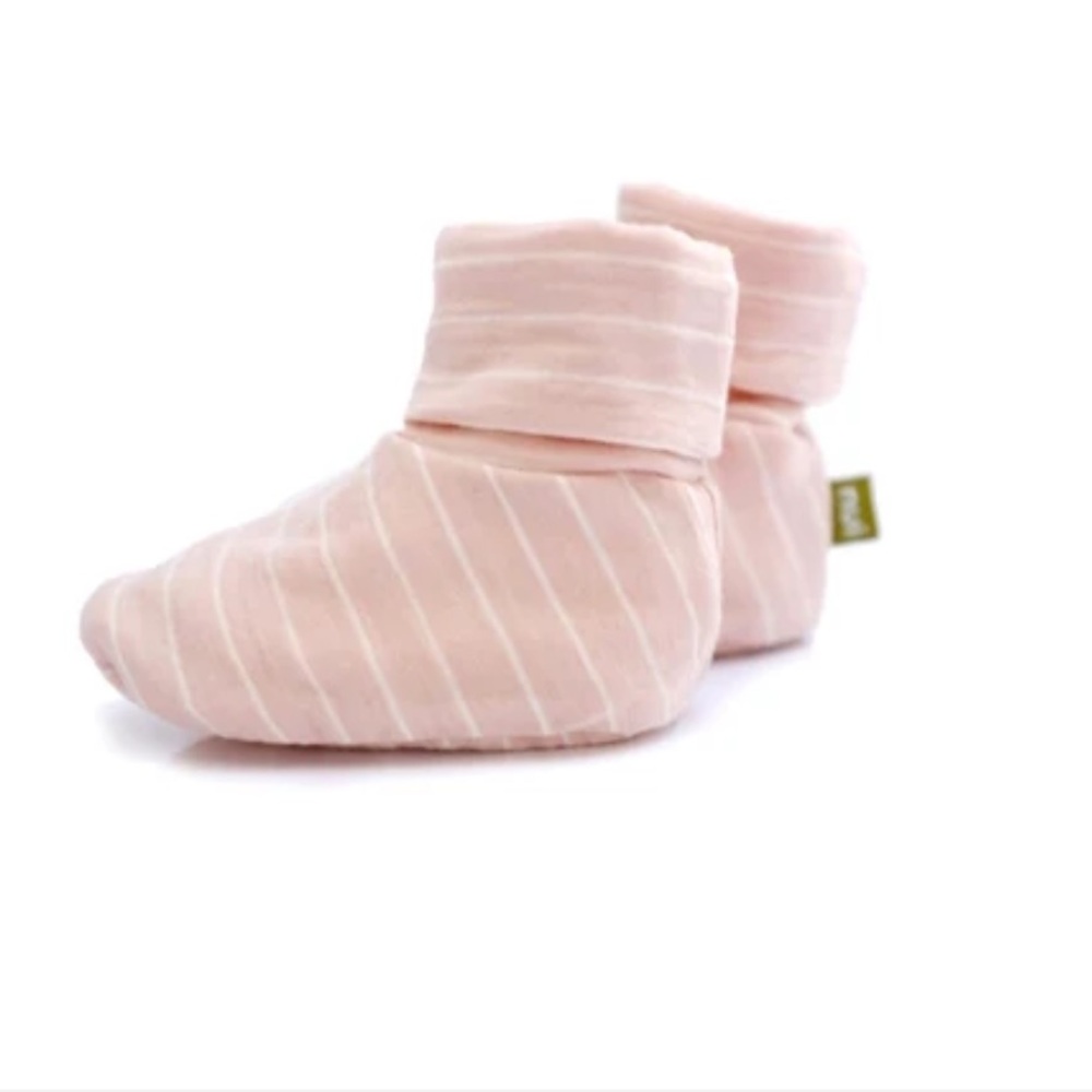 NWT Nui Organics 0-6m Merino Wool Booties pink stripe